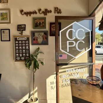 Copper Coffee Pot interior and front door